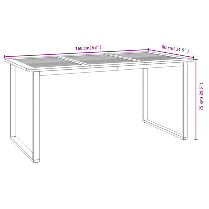 Gartentisch mit Beinen in U-Form 160x80x75 cm Massivholz Akazie