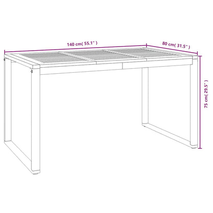 Gartentisch mit Beinen in U-Form 140×80×75 cm Massivholz Akazie