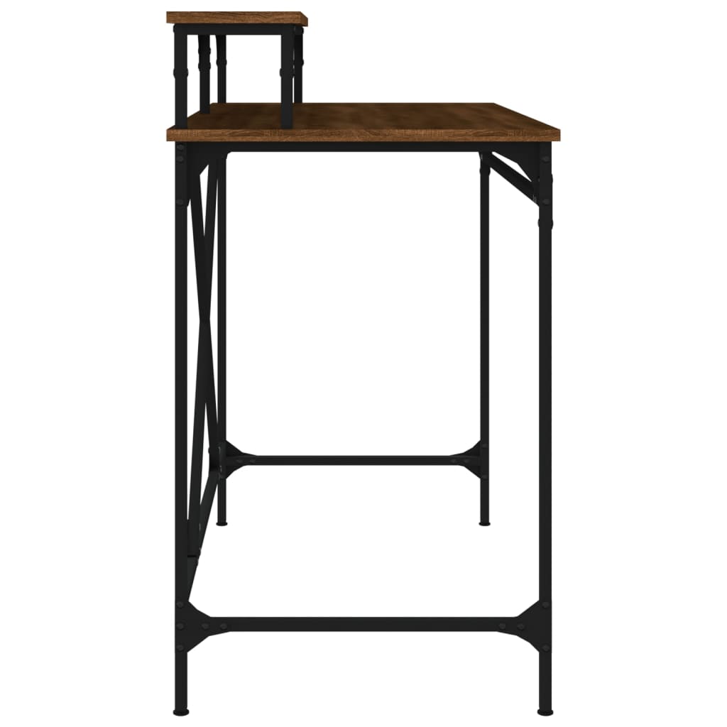 Bureau aspect chêne marron 100x50x90cm matériau bois fer