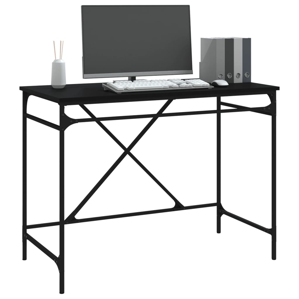 Bureau noir 100x50x75 cm en bois et fer