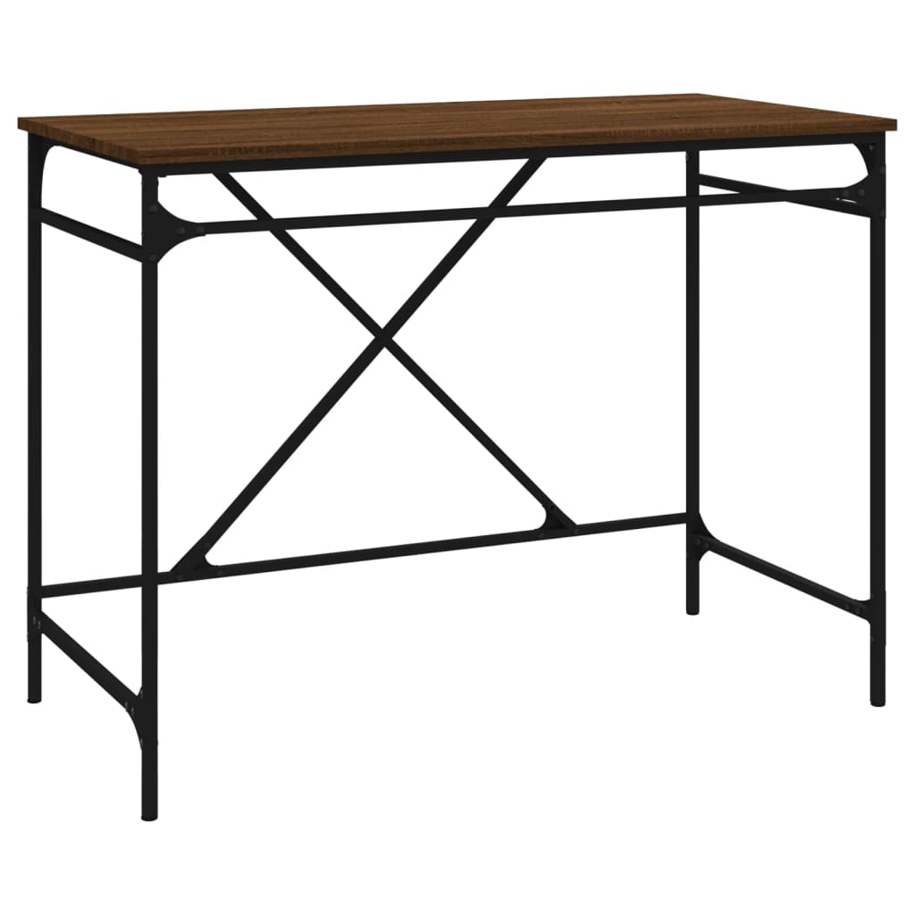 Bureau aspect chêne marron 100x50x75cm matériau bois fer