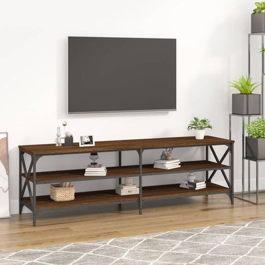 Meuble TV aspect chêne marron 160x40x50 cm matériau bois