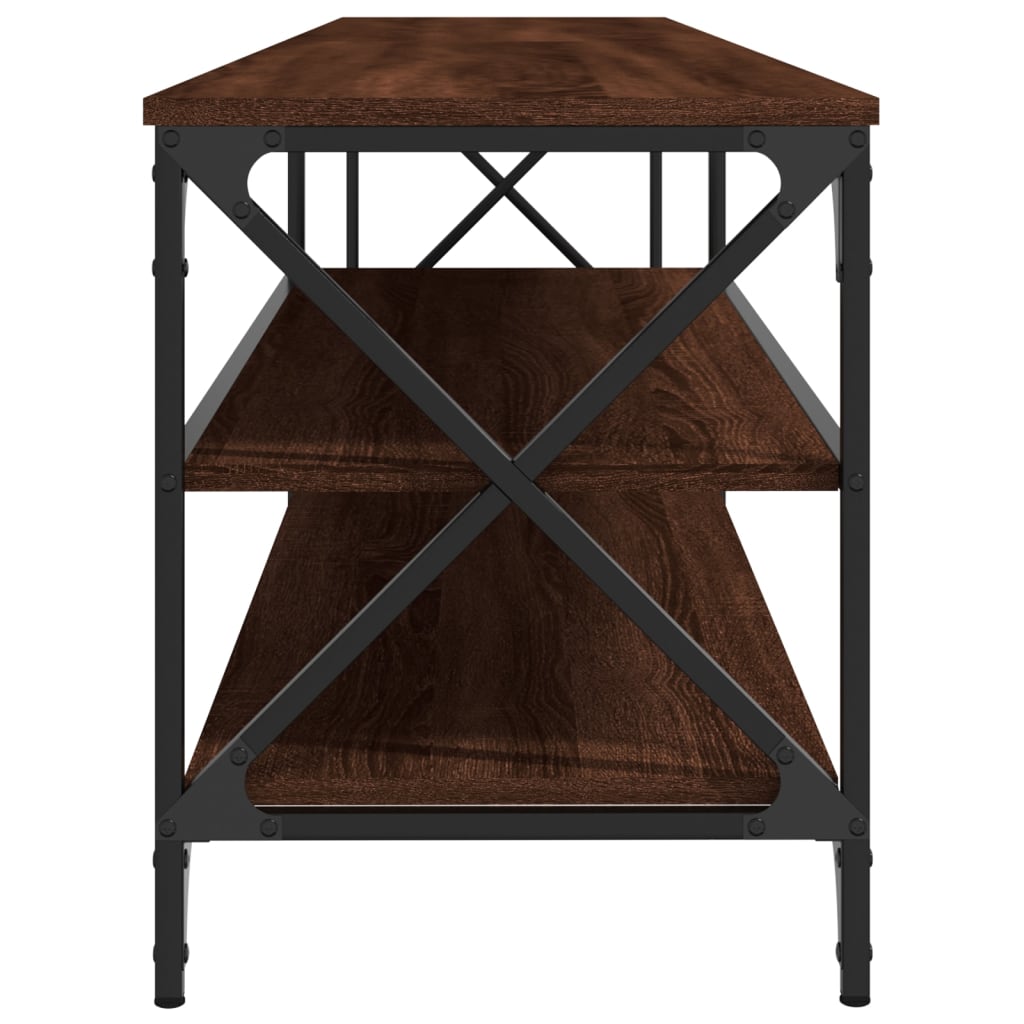 Meuble TV chêne marron 200x40x50 cm en bois et métal