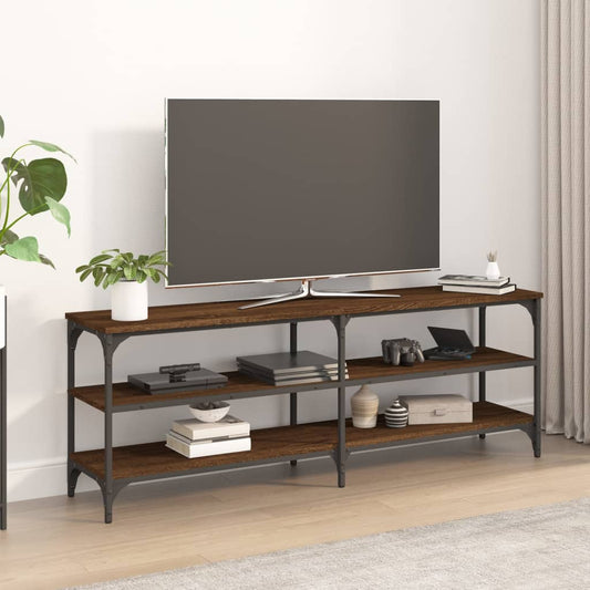 Meuble TV aspect chêne marron 140x30x50 cm matériau bois