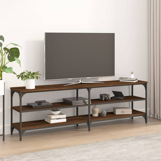 Meuble TV aspect chêne marron 160x30x50 cm matériau bois