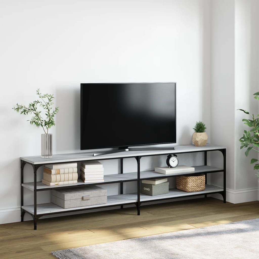 Meuble TV gris Sonoma 180x30x50 cm en bois et métal