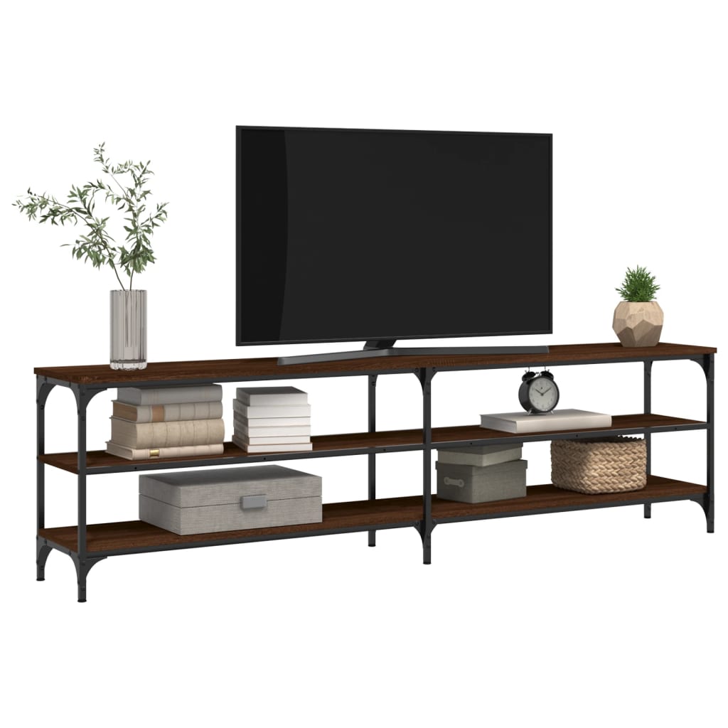 Meuble TV chêne marron 180x30x50 cm en bois et métal