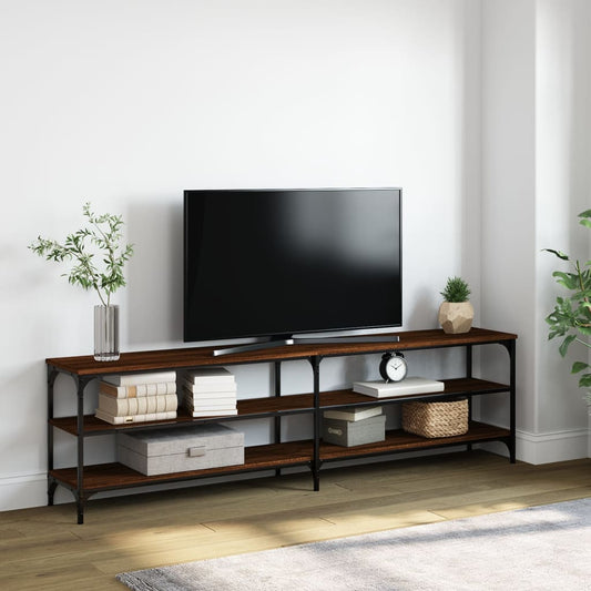 Meuble TV chêne marron 180x30x50 cm en bois et métal