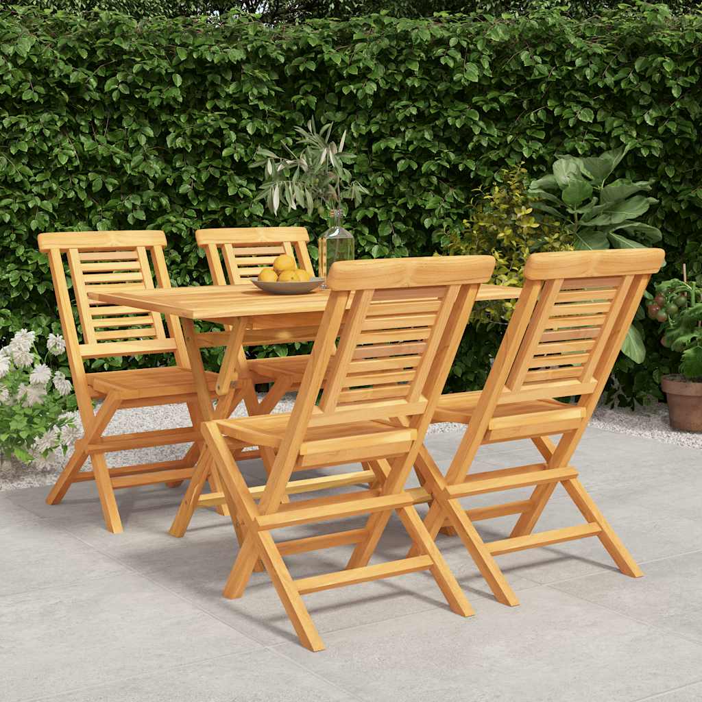5-tlg. Garten-Essgruppe Massivholz Teak