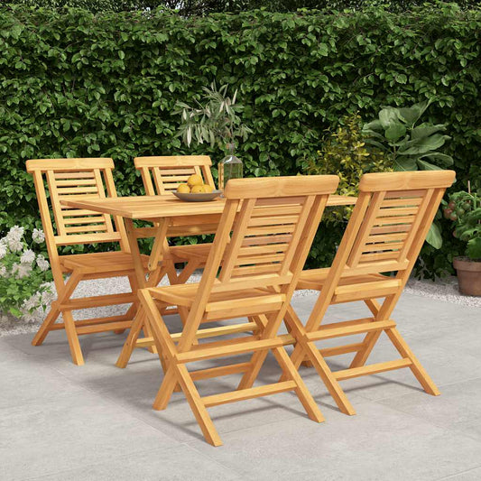 5-tlg. Garten-Essgruppe Massivholz Teak