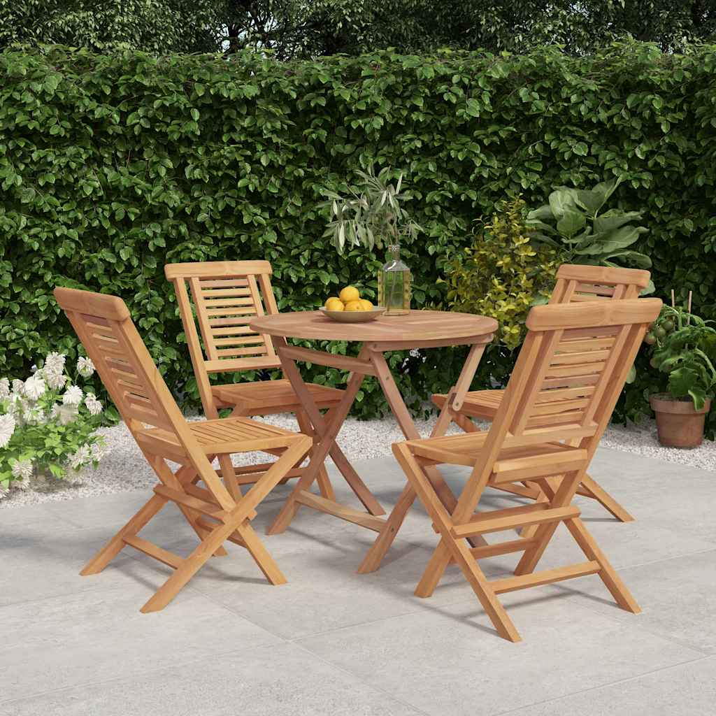 5-tlg. Garten-Essgruppe Massivholz Teak