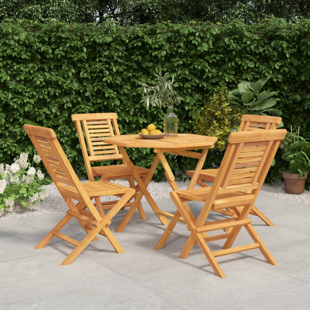 5-tlg. Garten-Essgruppe Massivholz Teak