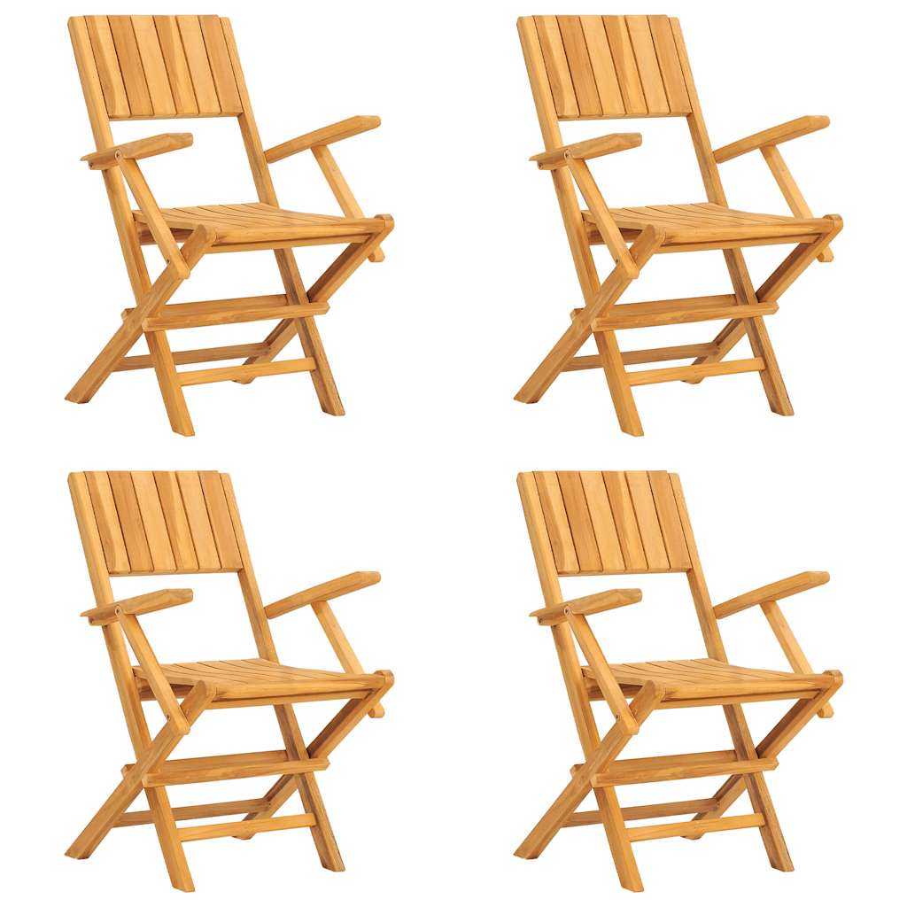Klappstühle, 4 Stück, 55 x 61 x 90 cm, Massivholz Teak