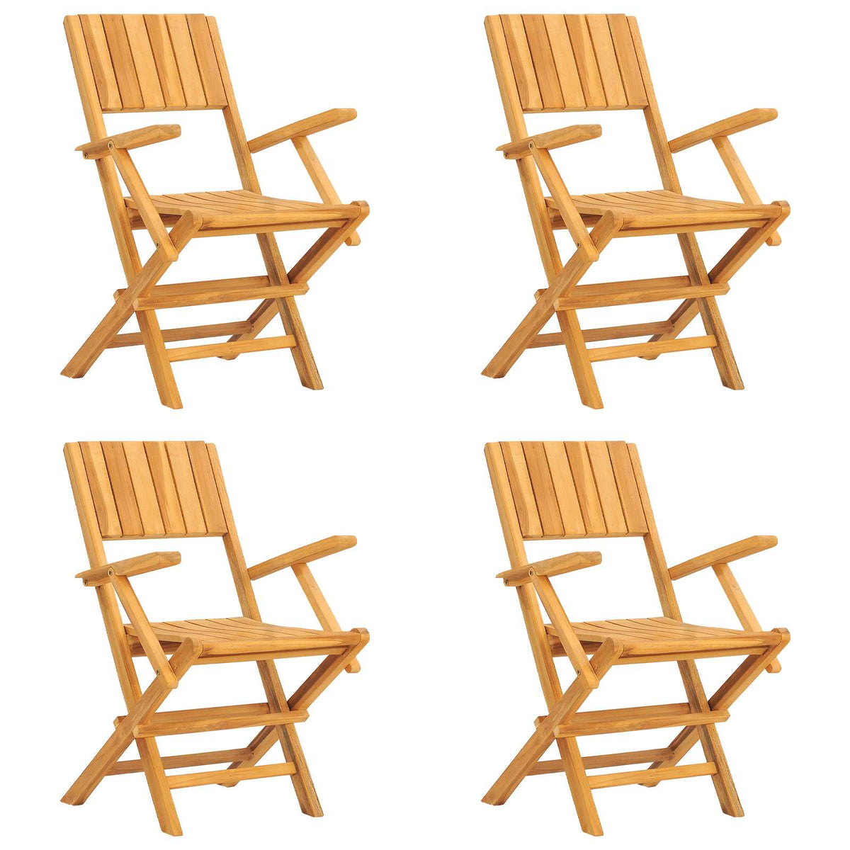 Klappstühle, 4 Stück, 55 x 61 x 90 cm, Massivholz Teak