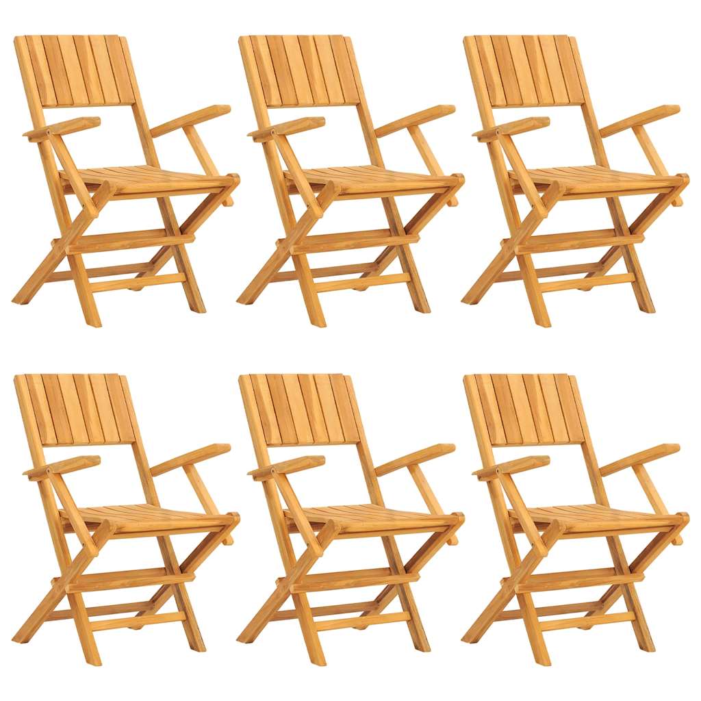 Klappstühle, 6 Stück, 55 x 61 x 90 cm, Massivholz Teak