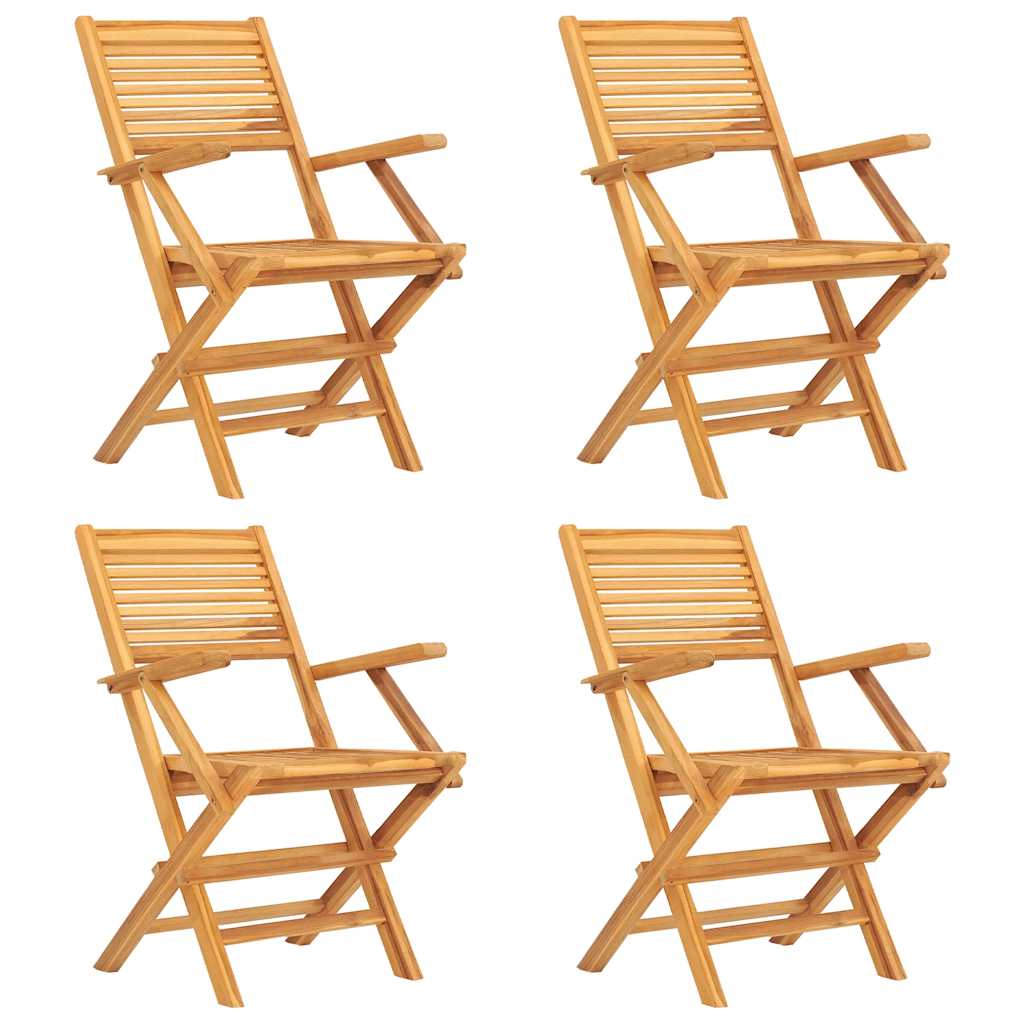 Klappstühle, 4 Stück, 55 x 62 x 90 cm, Massivholz Teak