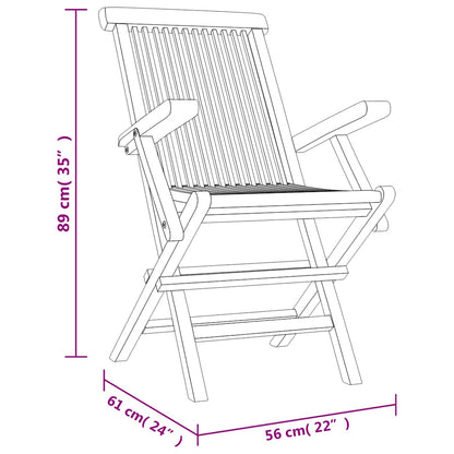 Klappstühle, 4 Stück, Grau, 56 x 61 x 89 cm, Massivholz Teak