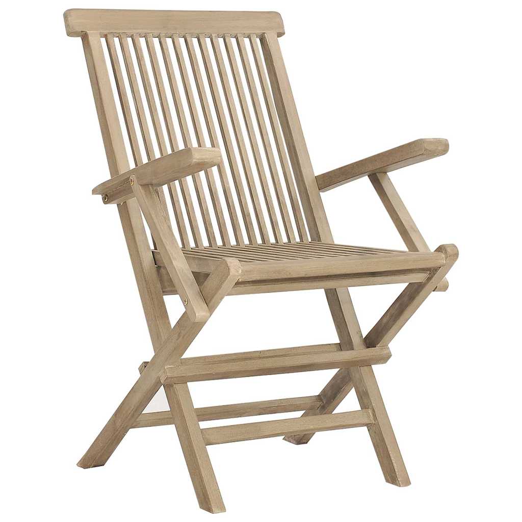 Klappstühle, 6 Stück, Grau, 56 x 61 x 89 cm, Massivholz Teak