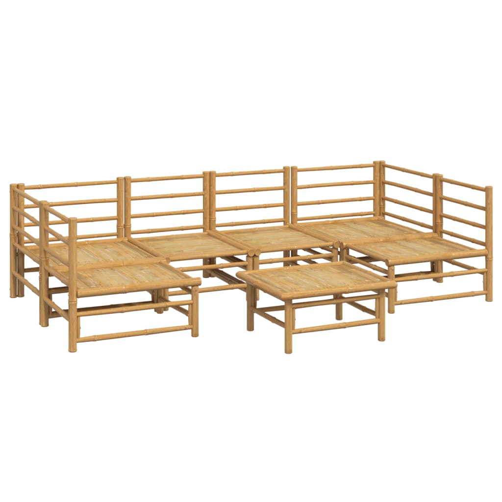 7-tlg. Garten-Lounge-Set mit Hellgrauen Kissen Bambus