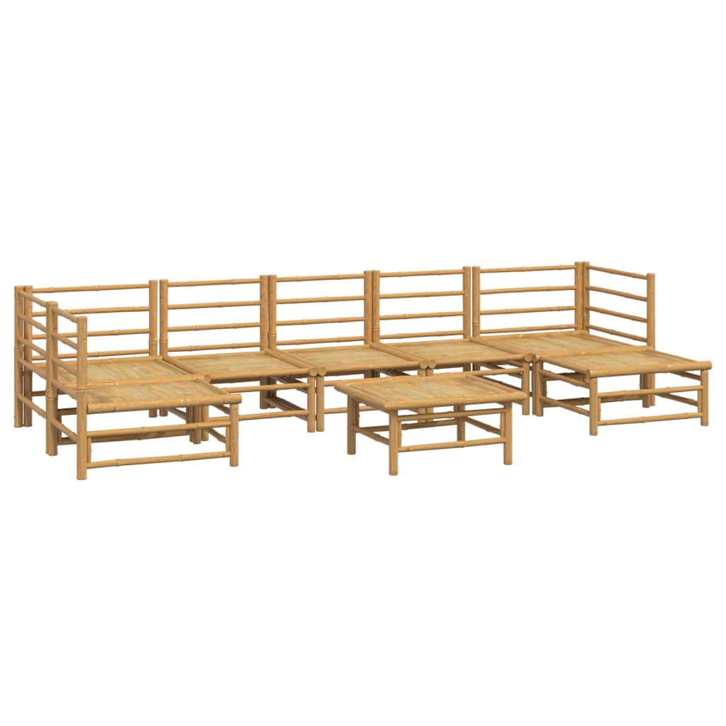 8-tlg. Garten-Lounge-Set mit Kissen Hellgrau Bambus