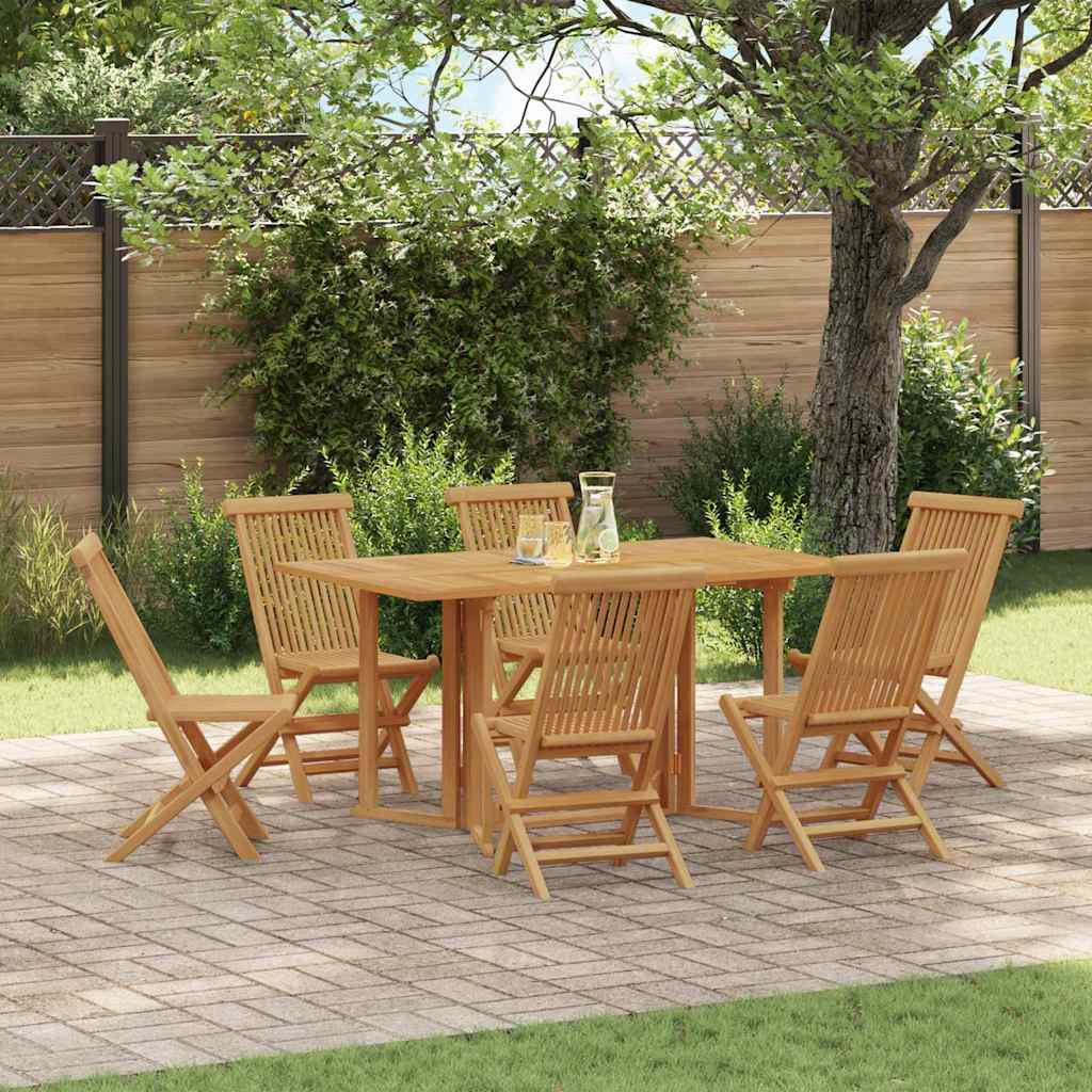 Garten Essgruppe 7 pcs Braun Massivholz Teak