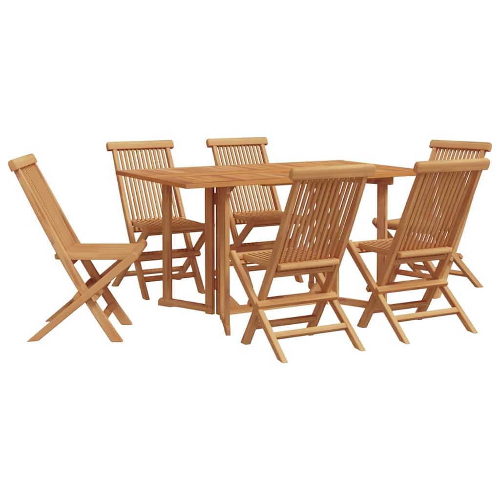 Garten Essgruppe 7 pcs Braun Massivholz Teak