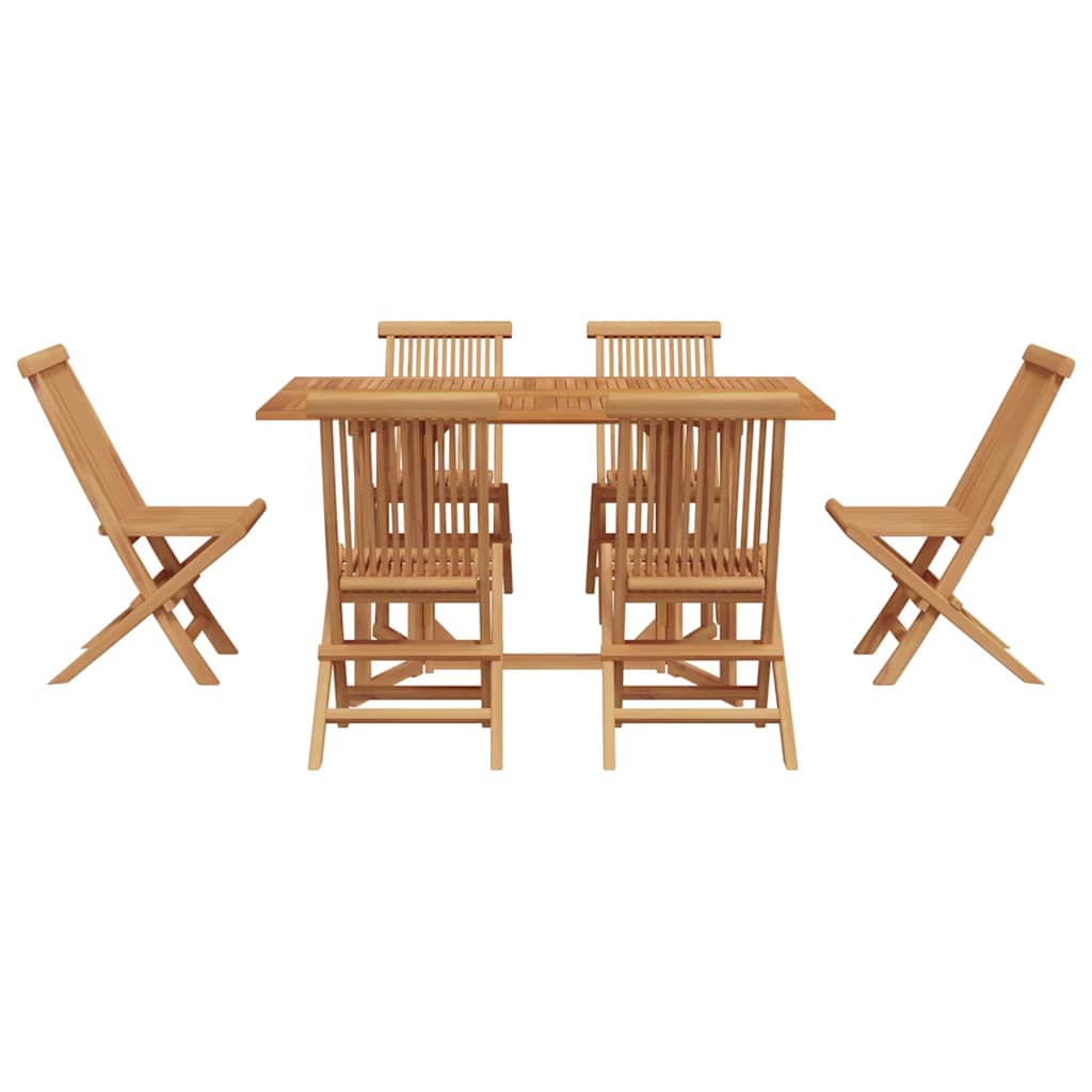 Garten Essgruppe 7 pcs Braun Massivholz Teak