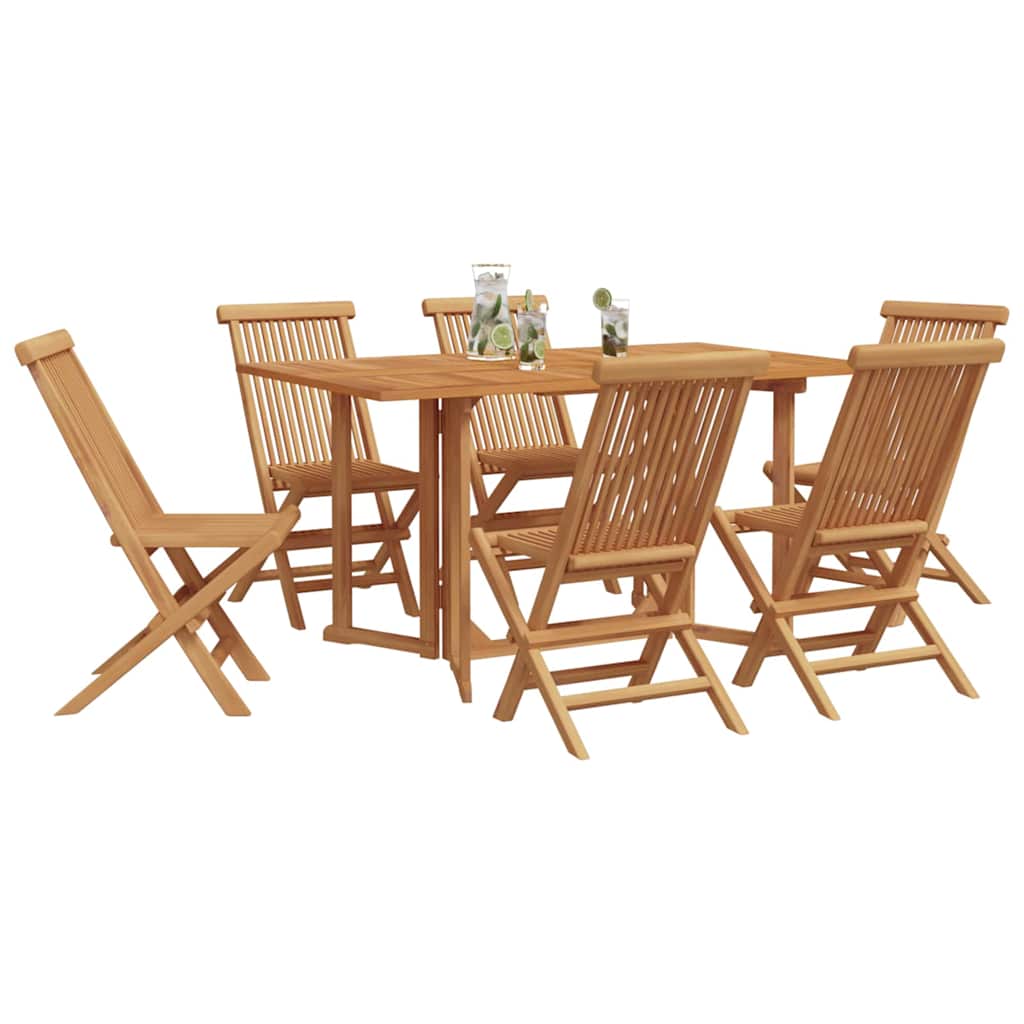 Garten Essgruppe 7 pcs Braun Massivholz Teak