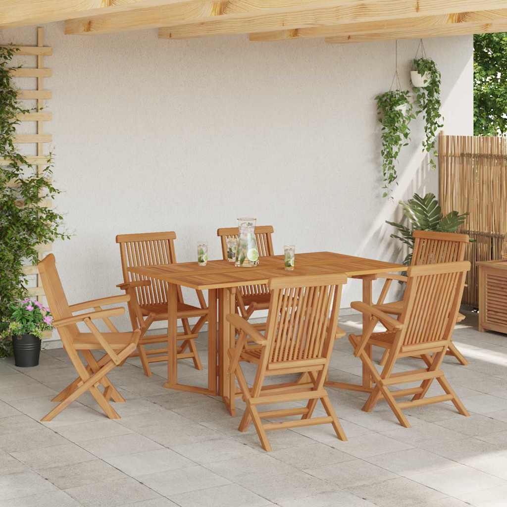 Garten Essgruppe 7 stk. Braun Massivholz Teak