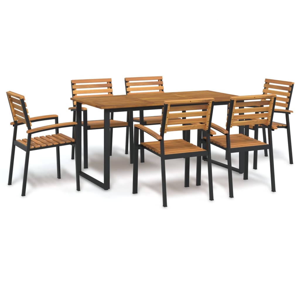 7-tlg. Garten-Essgruppe Massivholz Akazie und Metall