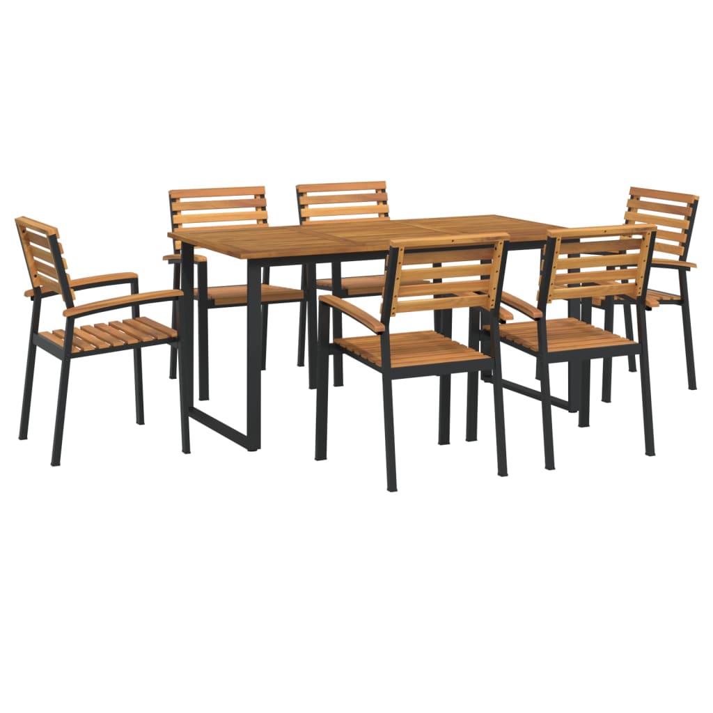 7-tlg. Garten-Essgruppe Massivholz Akazie und Metall