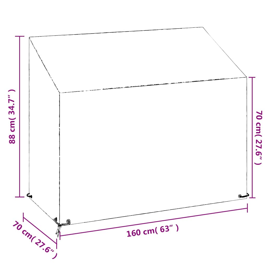 Abdeckungen für Gartenbank 2 Stk. 8 Ösen 160x70x70/88 cm