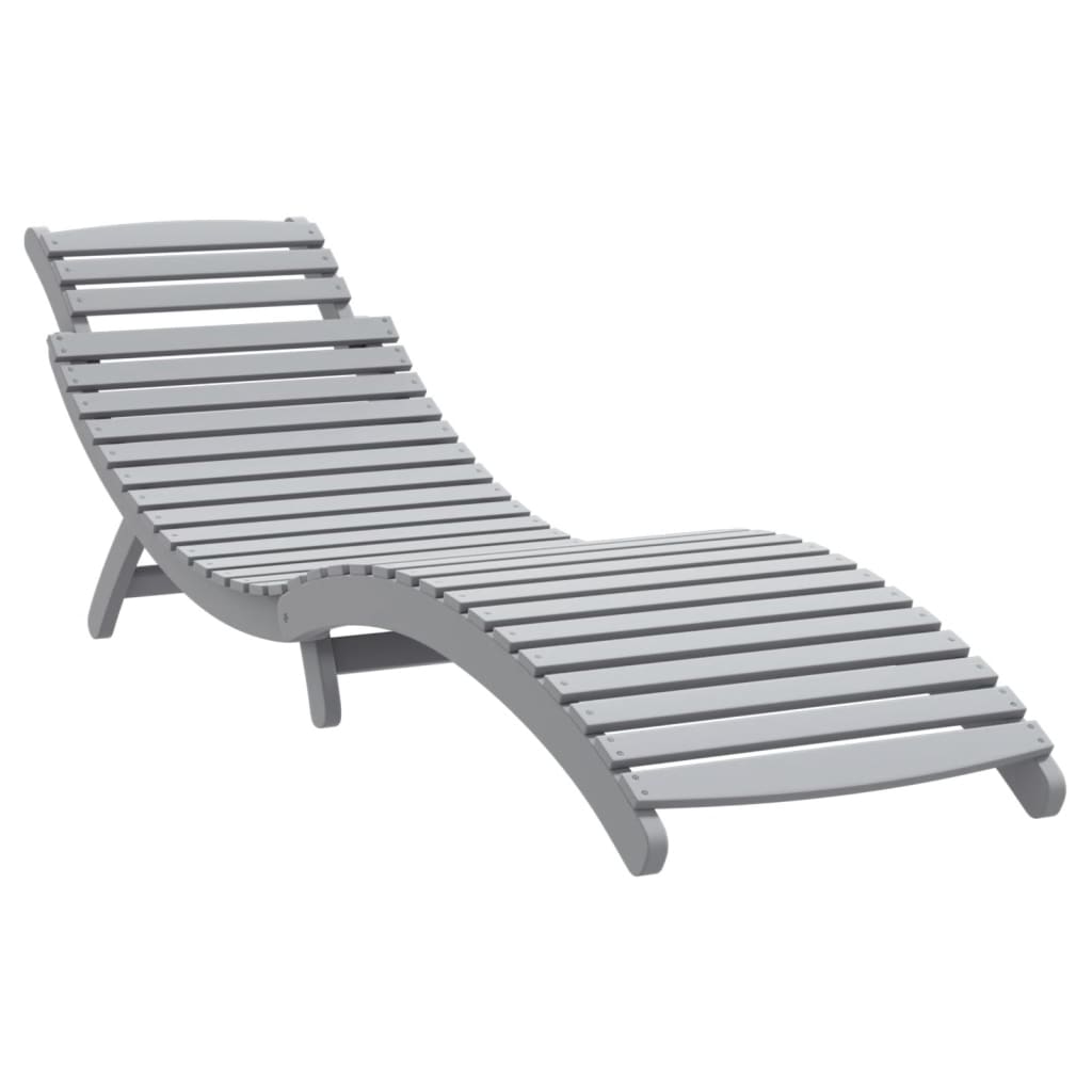 Chaises longues, lot de 2, gris, 184 x 55 x 64 cm, bois d'acacia massif