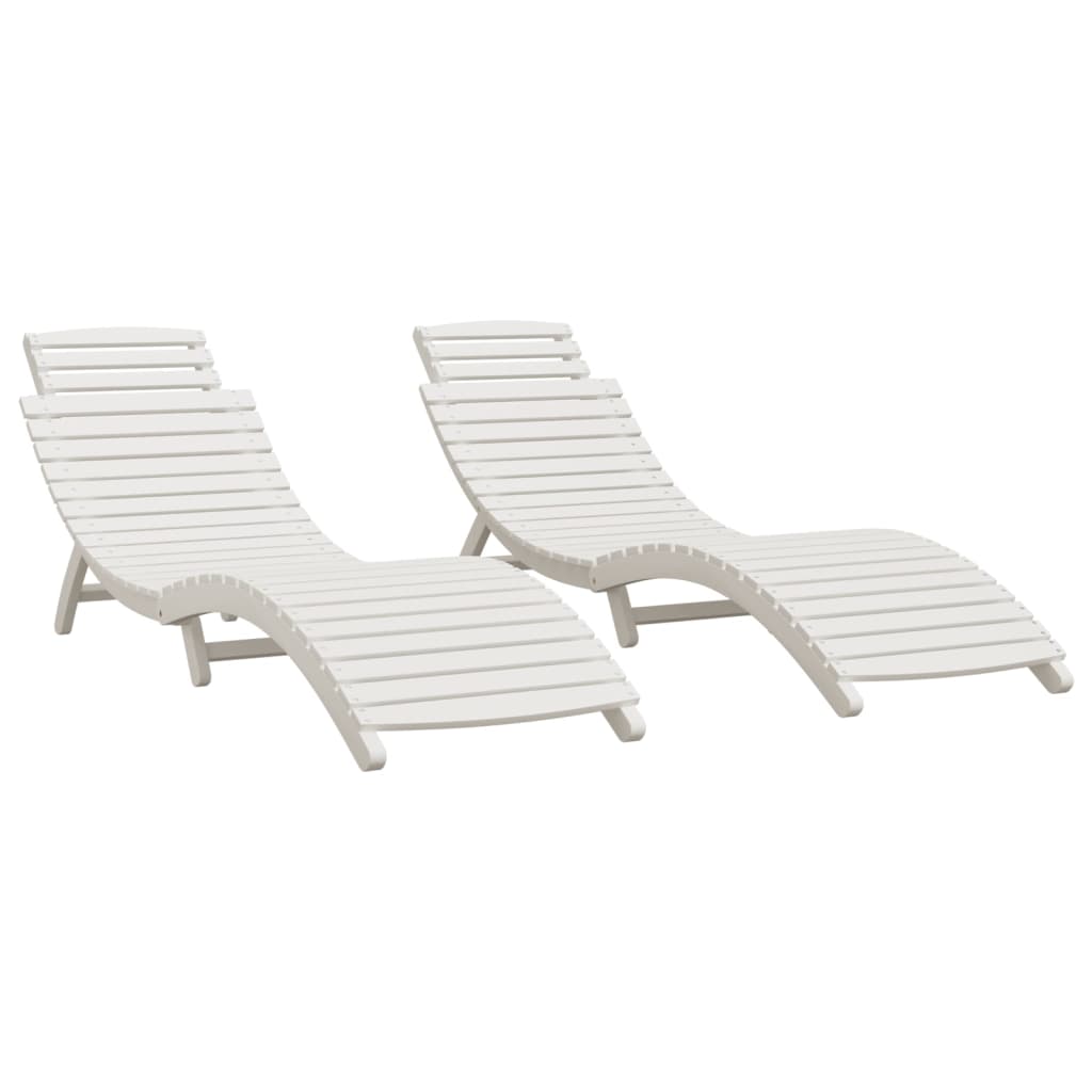 Sun loungers 2 pcs. White 184x55x64 cm solid acacia wood