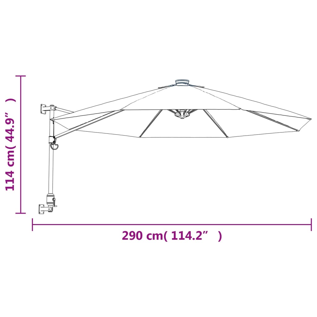 Parasol mural vert pomme 290 cm