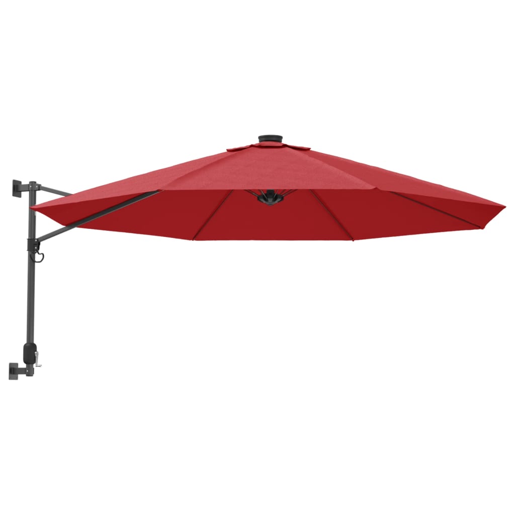 Parasol mural à LED rouge vif 290 cm