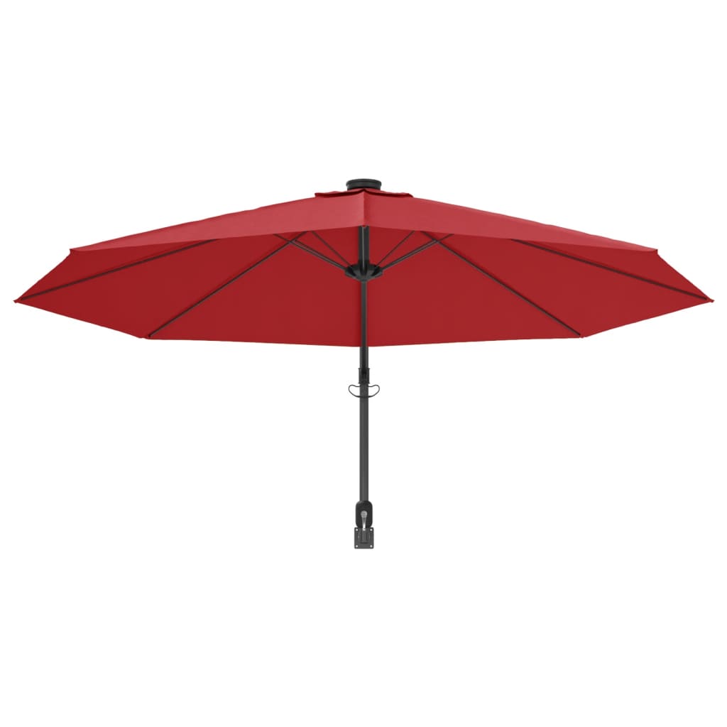 Parasol mural à LED rouge vif 290 cm