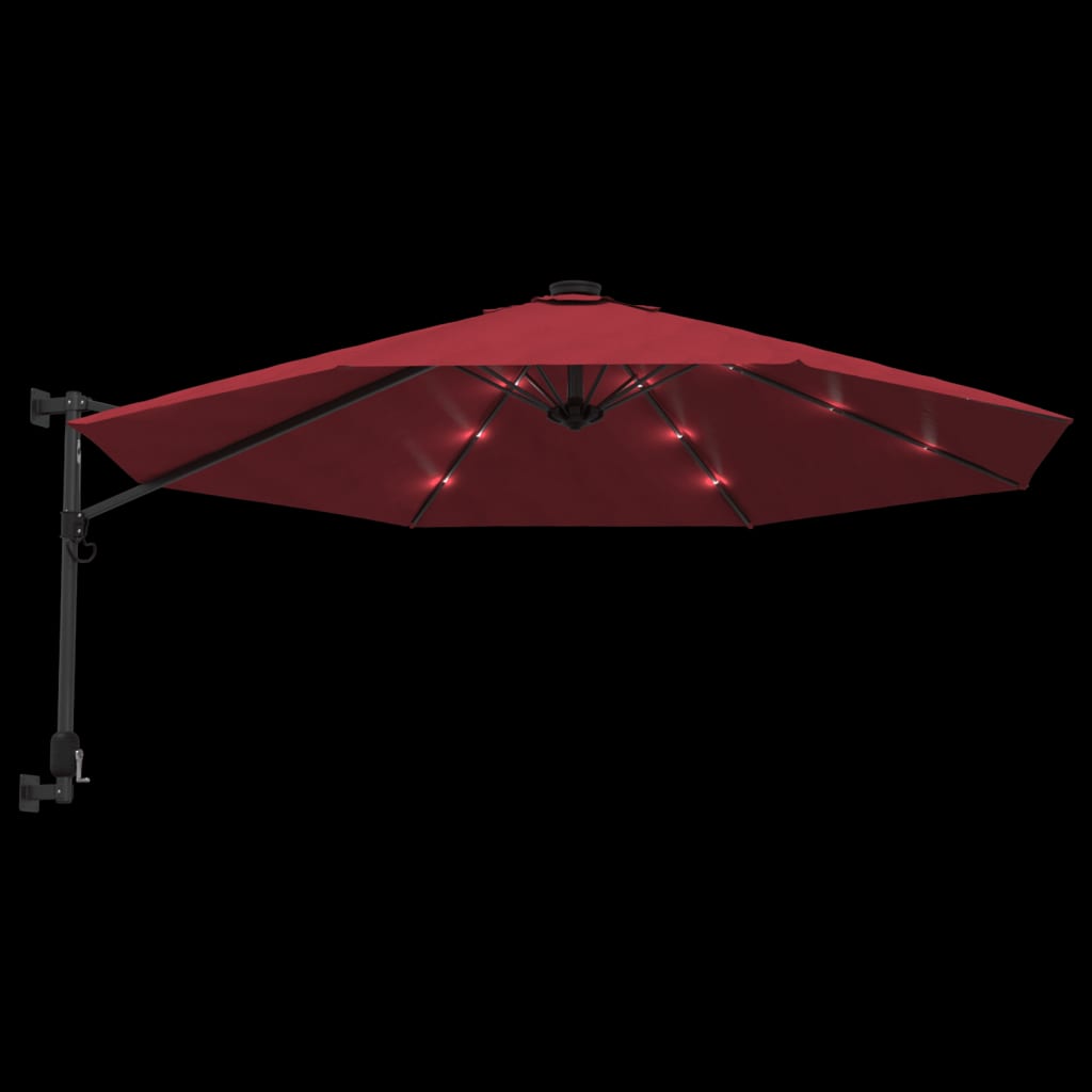 Parasol mural à LED rouge vif 290 cm