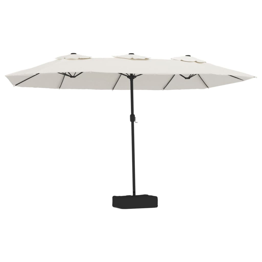 Parasol double avec lumières LED blanc sable 449x245 cm