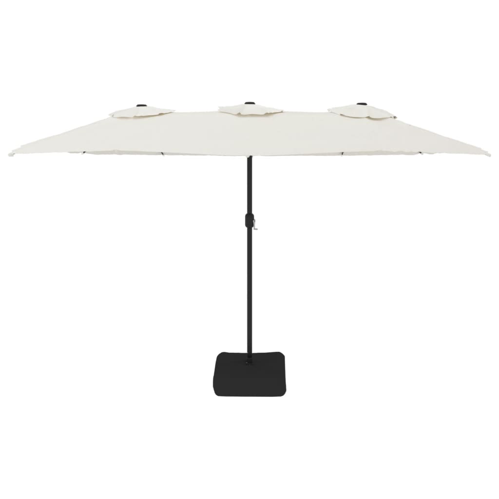 Parasol double avec lumières LED blanc sable 449x245 cm