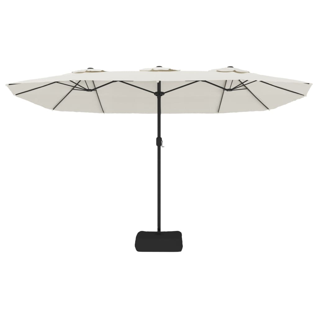 Parasol double avec lumières LED blanc sable 449x245 cm