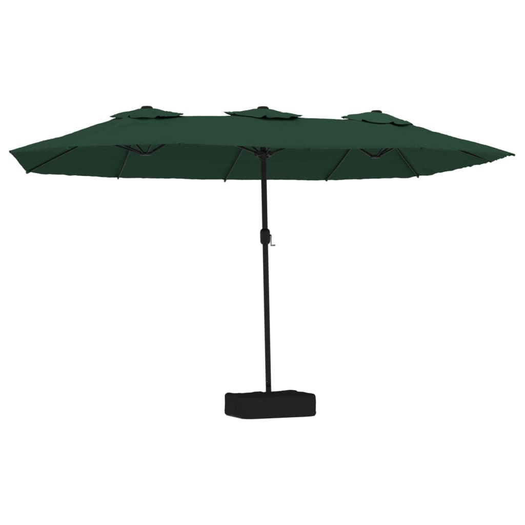 Parasol double avec lumières LED vert 449x245 cm