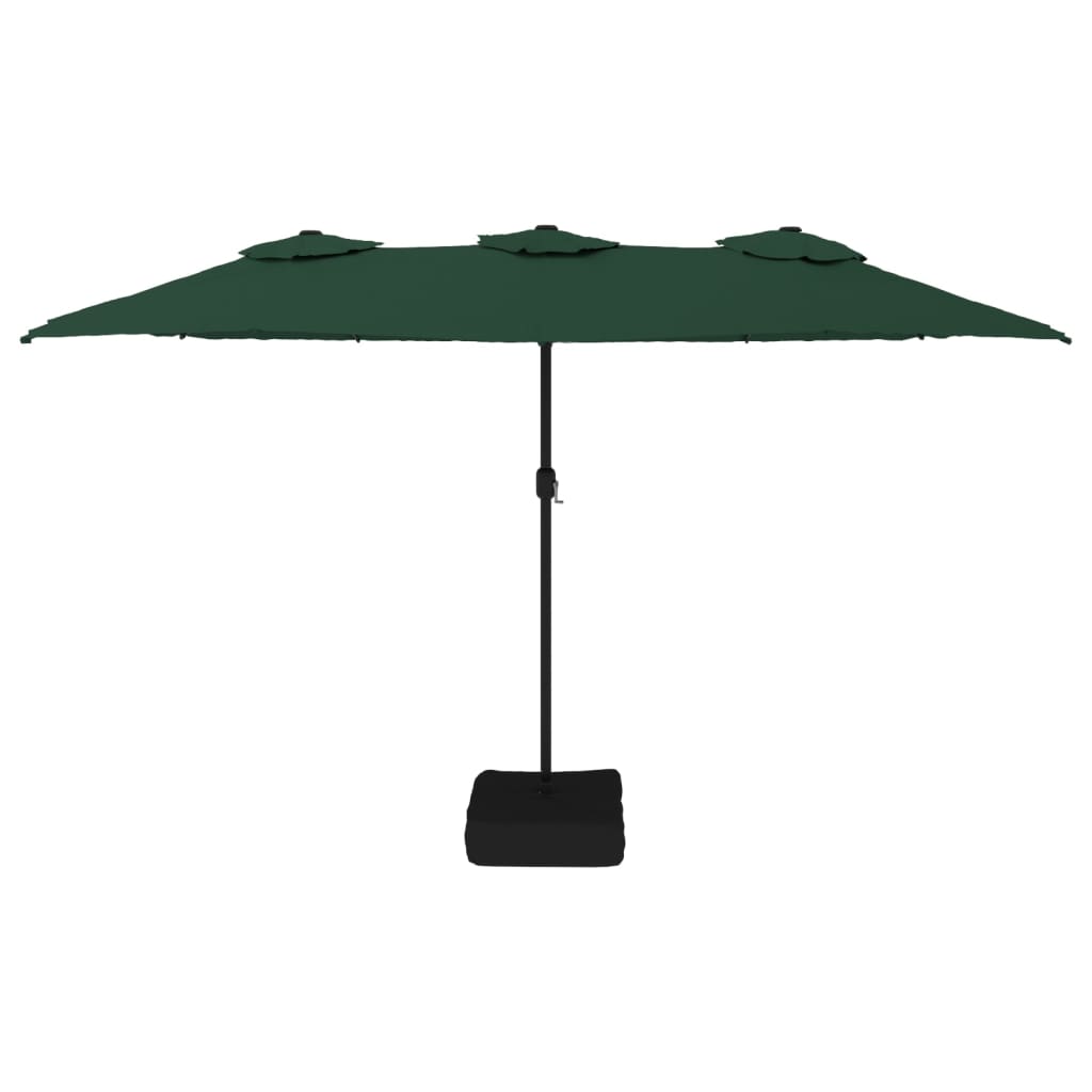 Parasol double avec lumières LED vert 449x245 cm