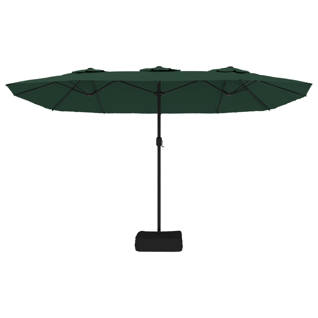 Parasol double avec lumières LED vert 449x245 cm