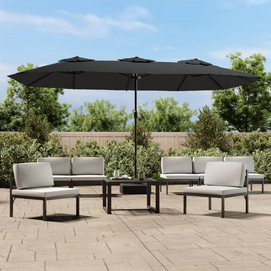 Parasol double avec lumières LED anthracite 449x245 cm