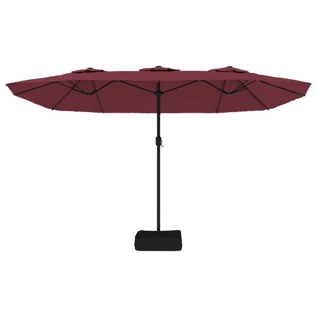 Parasol double avec lumières LED Rouge Bordeaux 449x245 cm