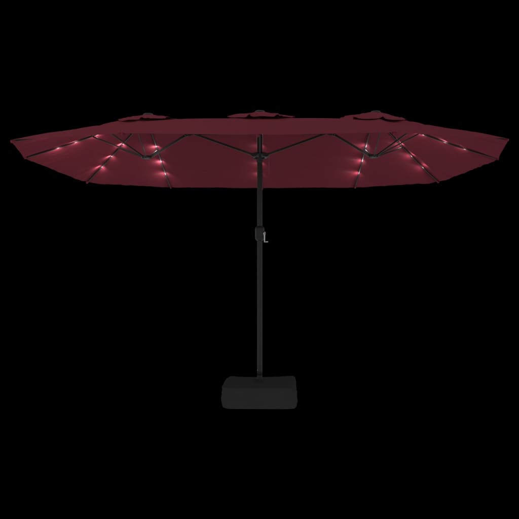 Parasol double avec lumières LED Rouge Bordeaux 449x245 cm