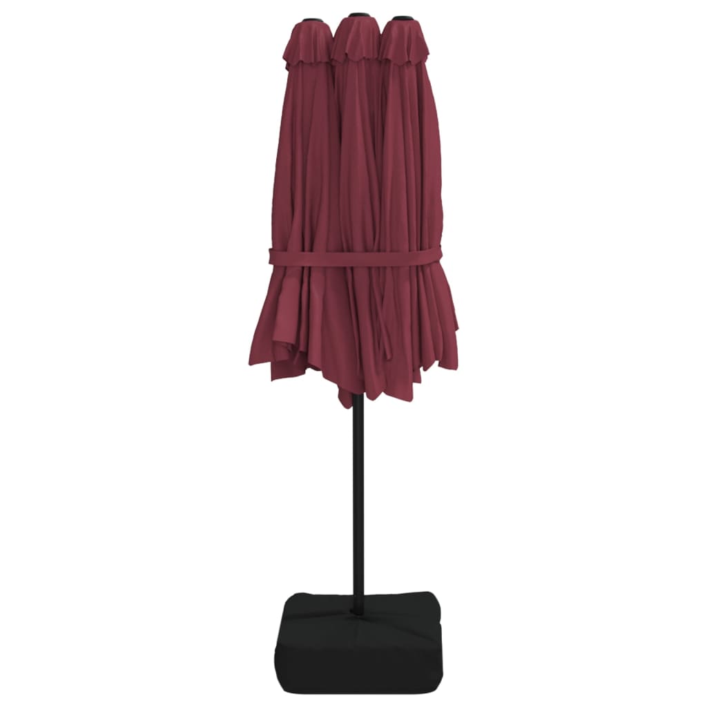 Parasol double avec lumières LED Rouge Bordeaux 449x245 cm