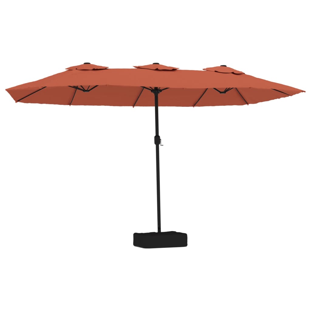 Parasol double avec lumières LED terre cuite rouge 449x245 cm