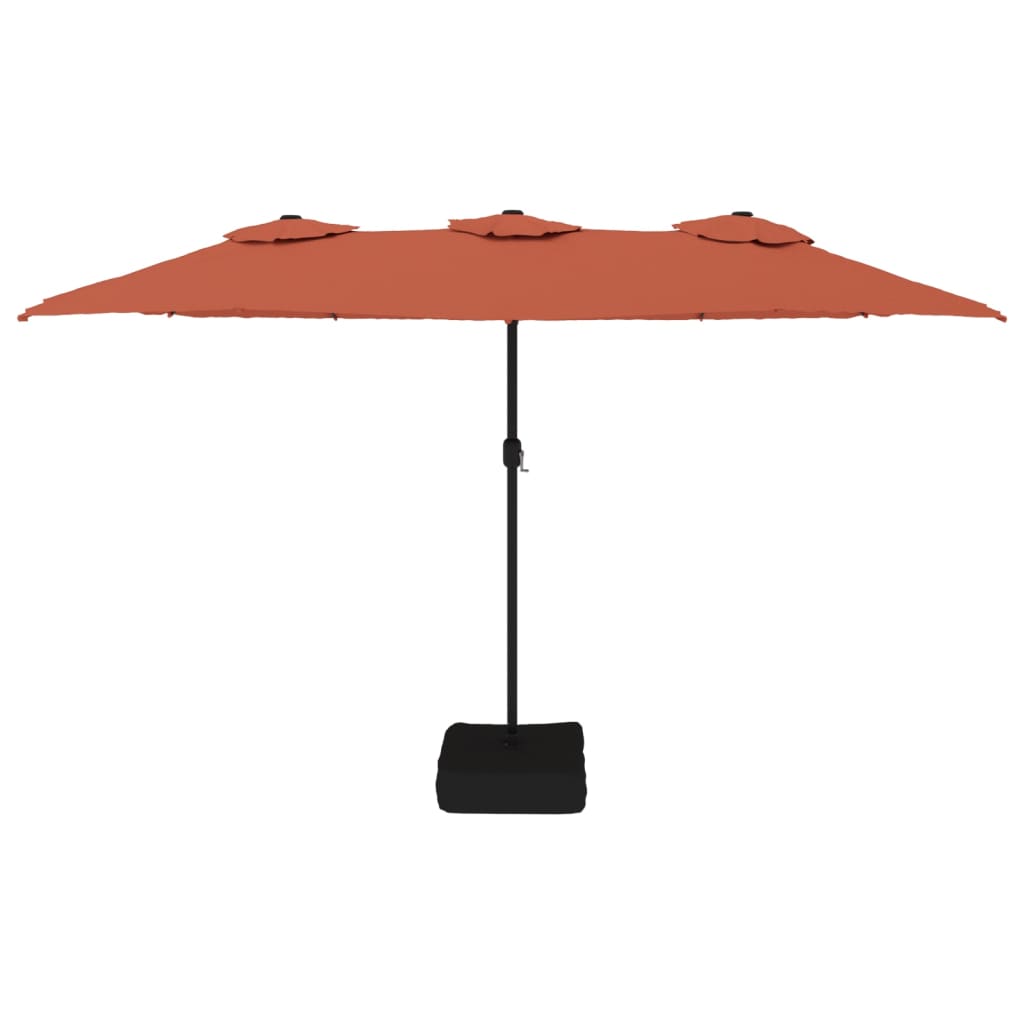 Parasol double avec lumières LED terre cuite rouge 449x245 cm